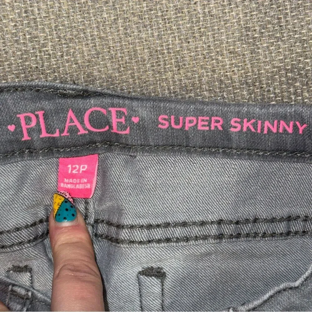 The children’s place size 12 P super skinny Light Gray Jeans